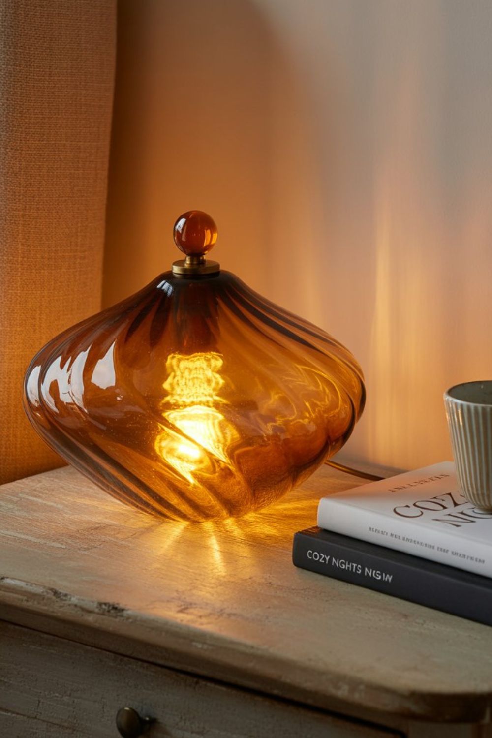amber glass bedside lamp