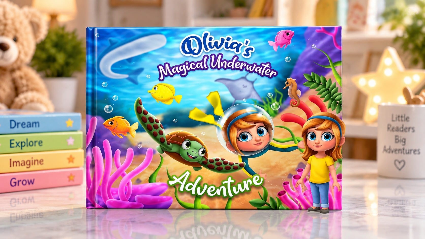 underwater adventure story book personalized hero