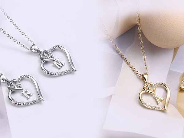 best dainty heart initial necklace