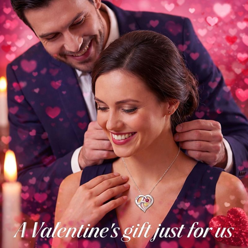 Easycosy Personalized Necklace with Simulated Birthstones