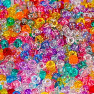 1000+ piece glitter pony beads bulk set (9mm)