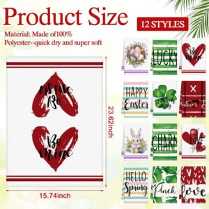 12 Set Seasonal Kitchen Towels 16x24 Inch – St. Patrick’s Day & Easter Spring Collection