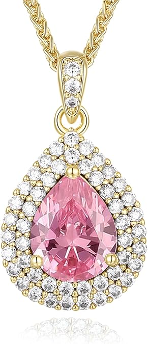 18K Gold Plated Teardrop Birthstone Necklace Valentine s Day Gift with Light-Up Box 18K Gold Plated Teardrop Birthstone Necklace Valentine s Day Gift with Light-Up Box