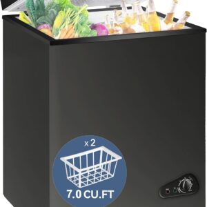 7.0 cu. ft. chest freezer quiet, energy saving deep freezer with removable basket