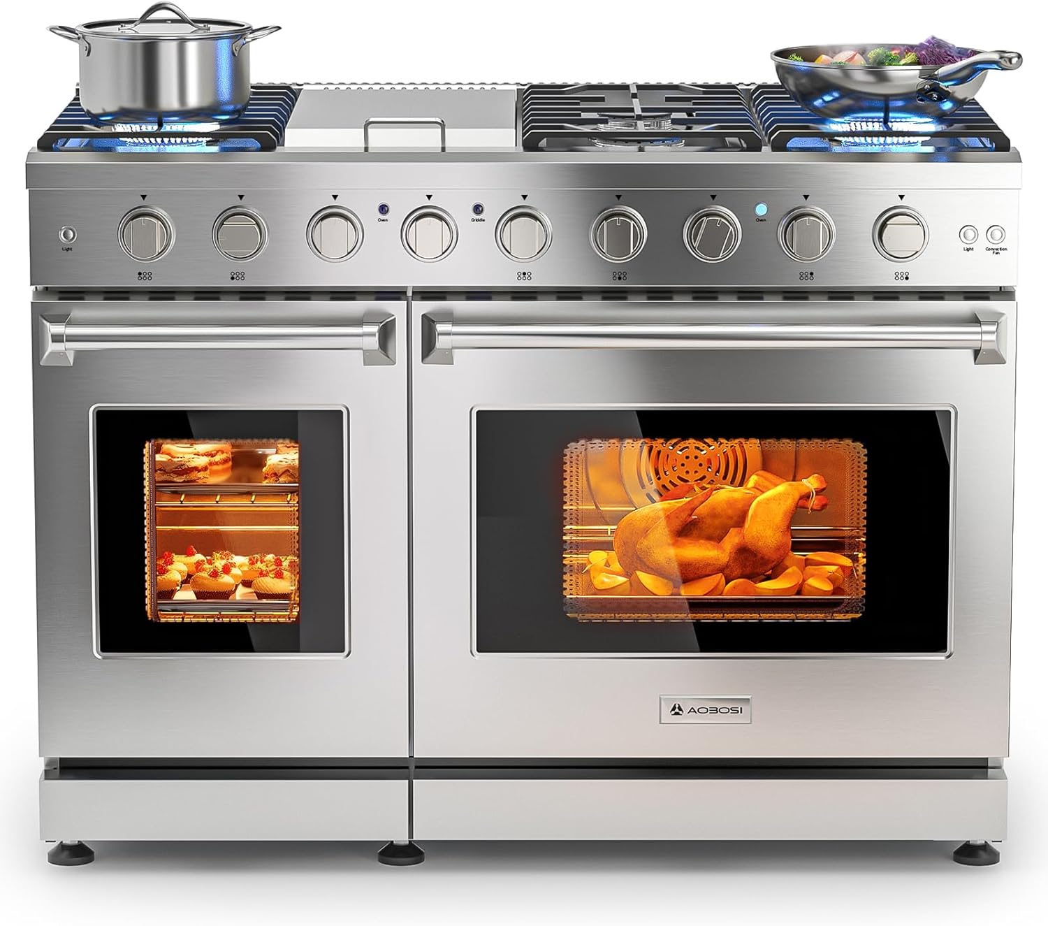aaobosi 48 freestanding gas range oven large capacity double convection & 6 burner stove aaobosi 48 freestanding gas range oven large capacity double convection & 6 burner stove