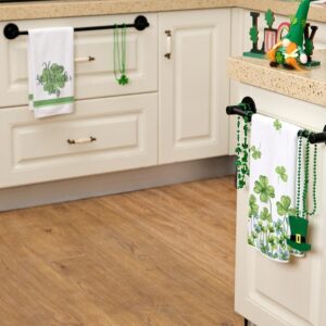 arkeny st. patrick’s day green stripe kitchen towels – set of 2 (18x26 inch)