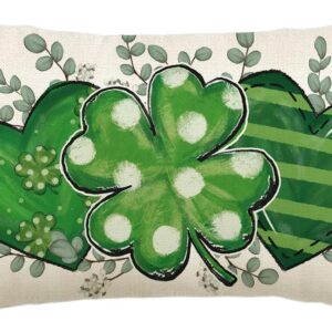 avoin colorlife 12x20” lucky clover heart eucalyptus pillow cover