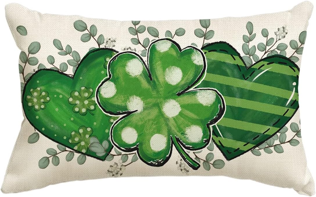 avoin colorlife 12x20” lucky clover heart eucalyptus pillow cover avoin colorlife 12x20” lucky clover heart eucalyptus pillow cover