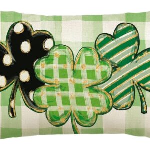 avoin colorlife 12x20” st. patrick’s day clover buffalo plaid pillow cover