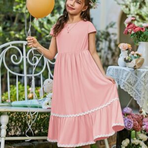 Arshiner Girls Summer Maxi Dress – Flowy Tiered Style with Pockets (4–14Y)