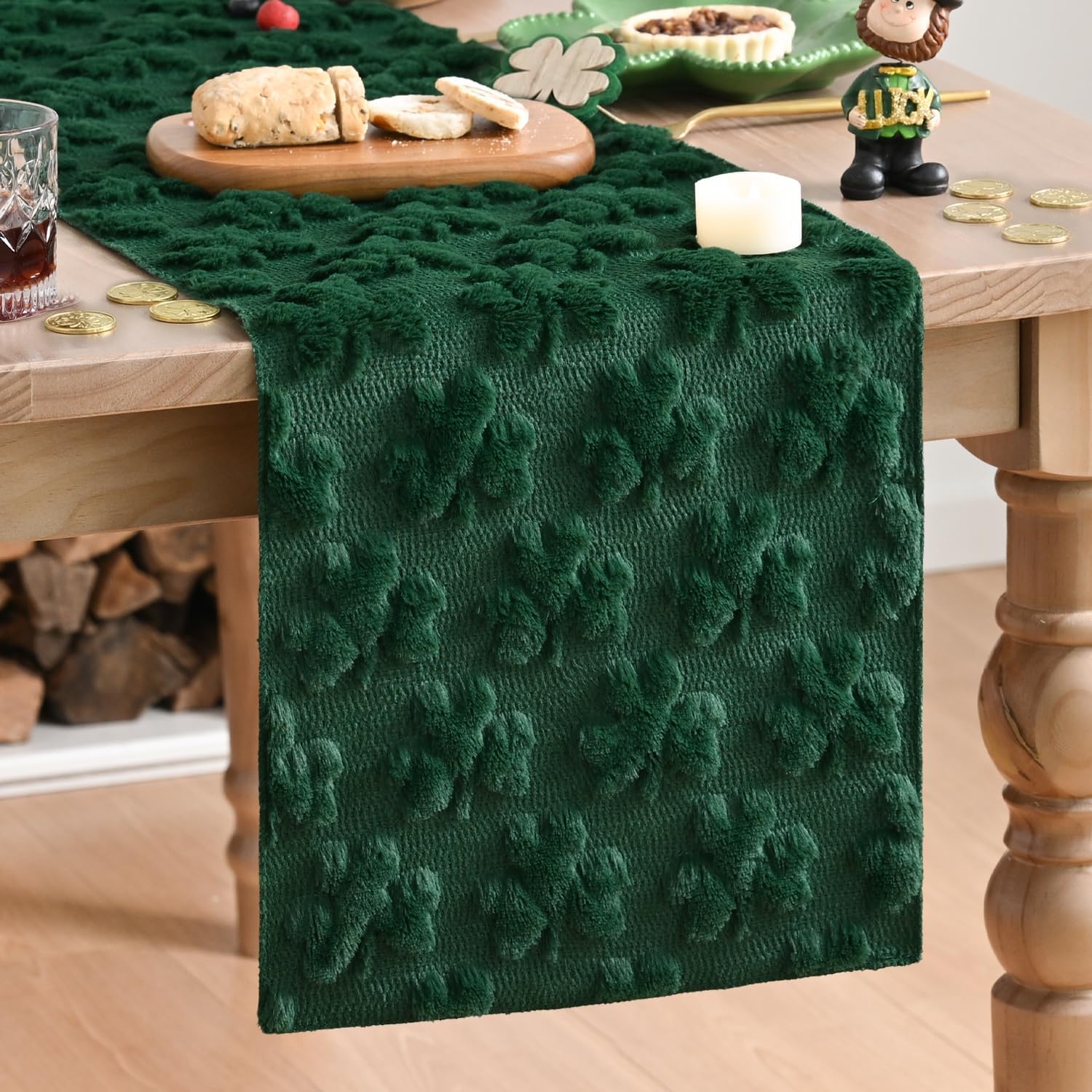 artoid mode lucky clover faux fur table runner – 13x72 inch st. patrick’s day charm artoid mode lucky clover faux fur table runner – 13x72 inch st. patrick’s day charm