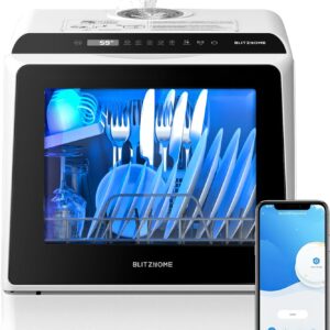 blitzhome portable dishwasher wifi smart countertop dishwasher with built in water tank
