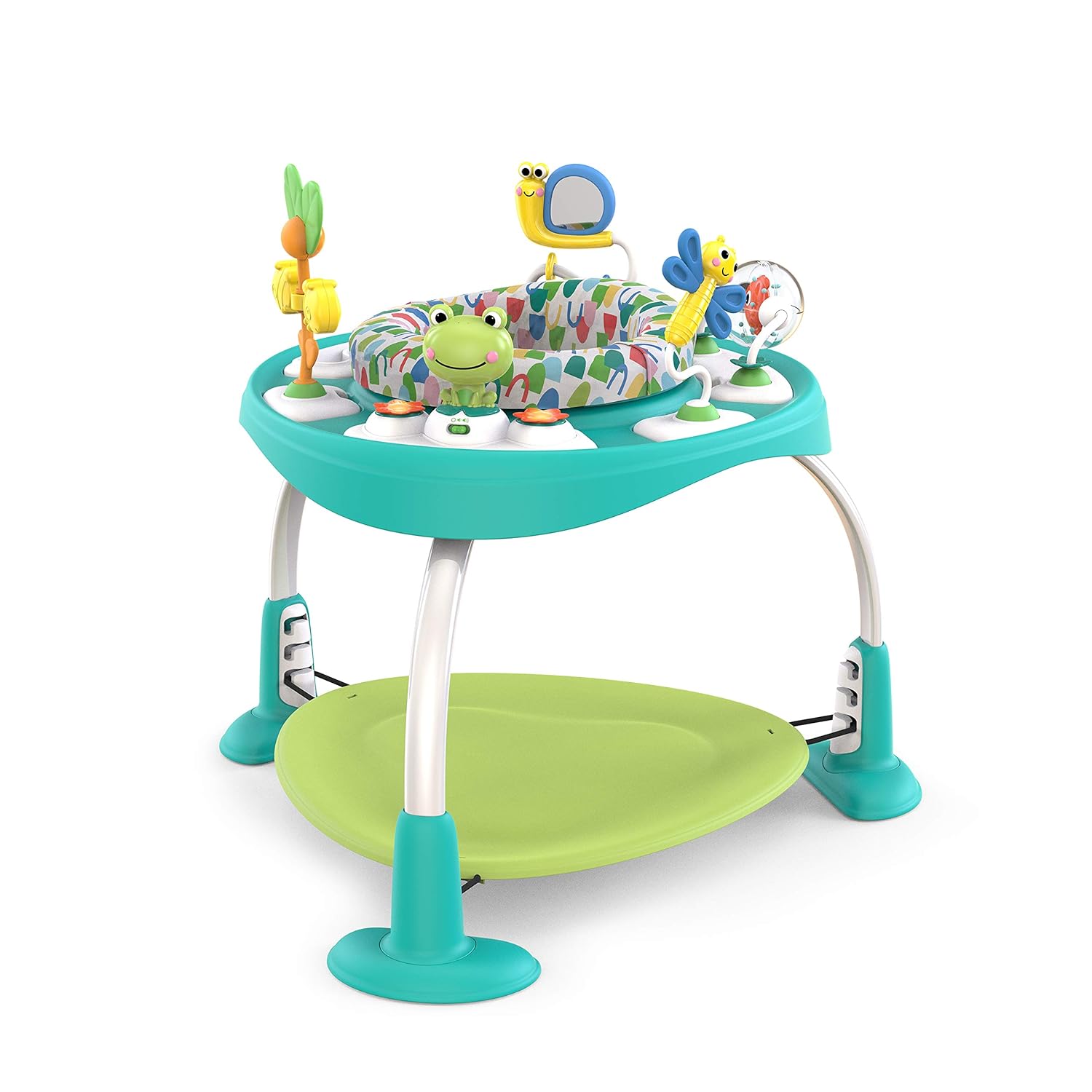 bright starts bounce bounce baby 2 in 1 activity center jumper & table playful pond, green bright starts bounce bounce baby 2 in 1 activity center jumper & table playful pond, green