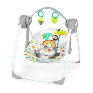 bright starts playful paradise portable baby swing compact automatic swing with music (unisex, newborn+)