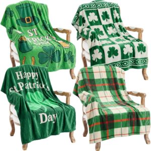 buryeah 4 pack st. patrick's day shamrock throw blankets