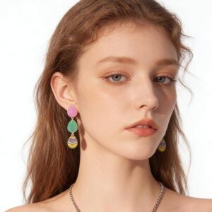 Cute Colorful Enamel Easter Egg Dangle Earrings