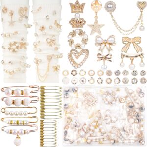 dodobeads 60 piece junk sock charms kit (gold, pearl & rhinestone)