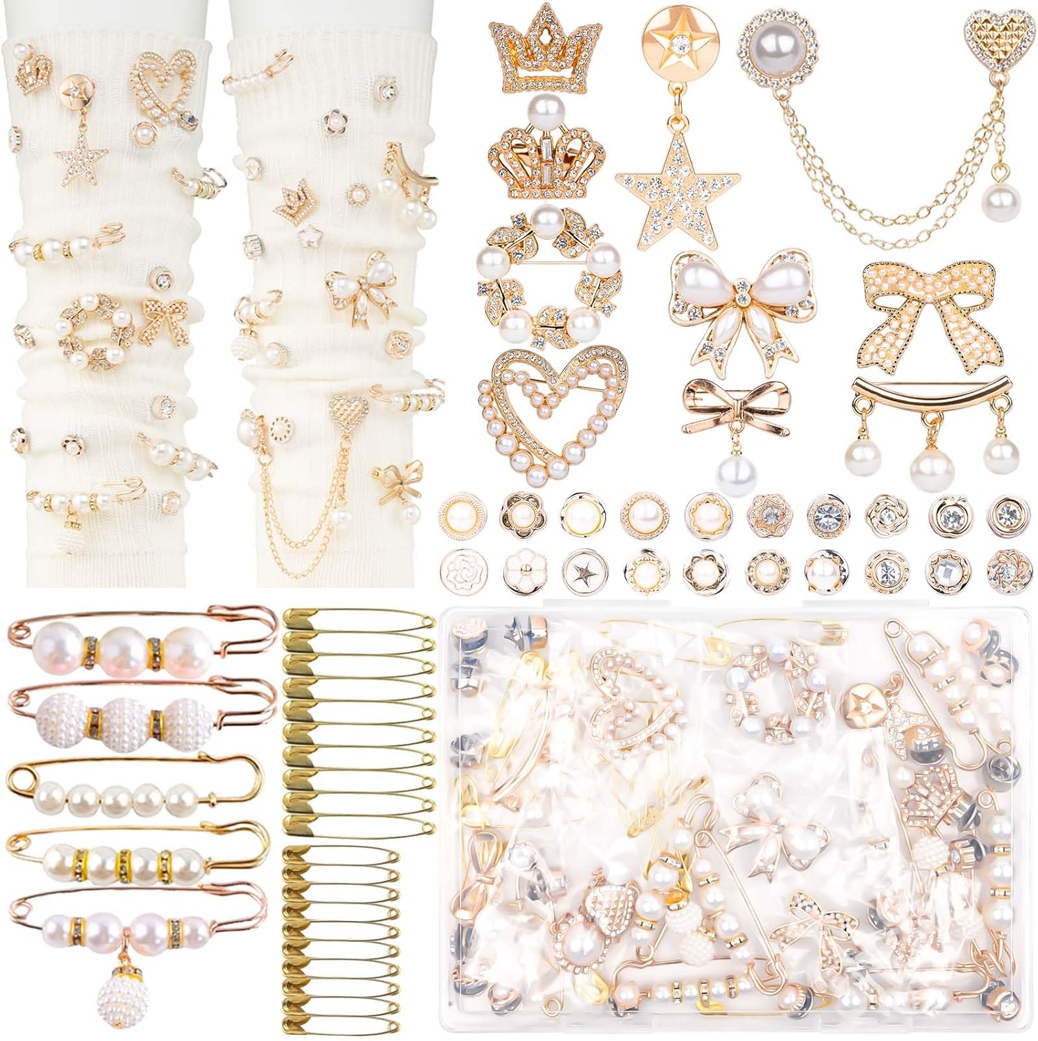 dodobeads 60 piece junk sock charms kit (gold, pearl & rhinestone) dodobeads 60 piece junk sock charms kit (gold, pearl & rhinestone)