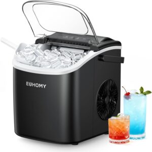 euhomy countertop ice maker portable ice machine with handle (black)