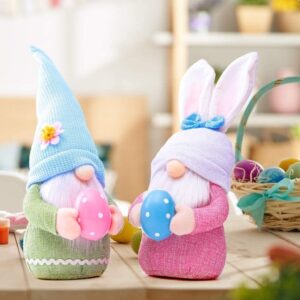 Easter Gnome Plush Decorations – 2 Pcs Handmade Bunny Faceless Dolls