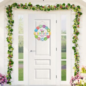 easter wooden bunny door wreath – happy easter hanging sign