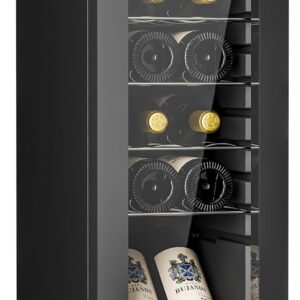 Feelfunn 12-Bottle Wine Cooler Refrigerator Compact Freestanding Wine Fridge