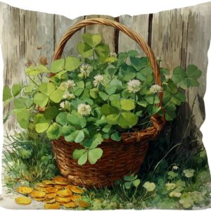gagec 18x18” st. patrick’s day shamrock pillow covers – holiday sofa decor
