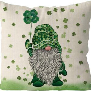 gagec st. patrick’s day gnome pillow covers – 18x18” shamrock welcome decor