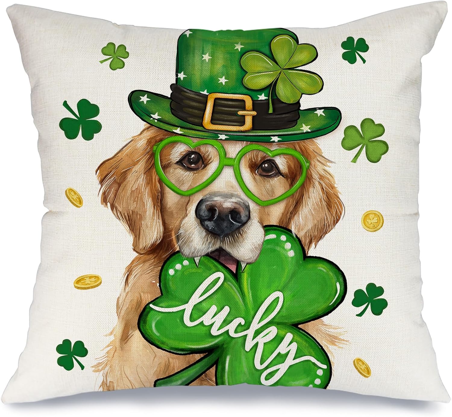 🍀 GEEORY 18x18” St. Patrick’s Day Dog & Shamrock Pillow Cover – Farmhouse Green Decor 🍀 GEEORY 18x18” St. Patrick’s Day Dog & Shamrock Pillow Cover – Farmhouse Green Decor