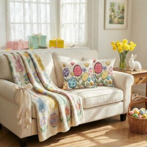 geeory easter egg blooming pillow covers set of 2 – 18x18 farmhouse spring decor