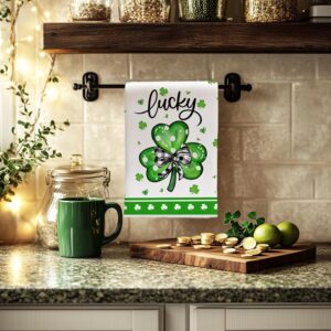 GEEORY Happy St. Patrick s Day Kitchen Towels Set of 2 Shamrock Dish Towels (18x26 Inch)