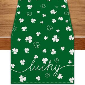 green lucky shamrock st. patrick’s day table runner – 13x72 inch