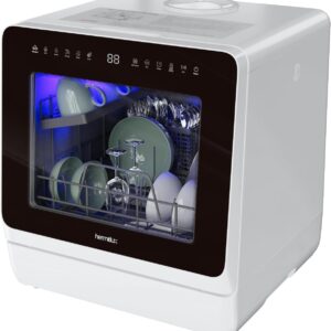 hermitlux countertop dishwasher portable mini dishwasher with 7 wash programs