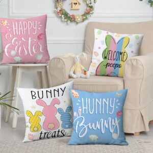 hexagram easter pillow covers 18x18 set of 4 – bunny buffalo plaid decor