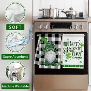 hexagram st. patrick’s day kitchen towels – set of 2 buffalo plaid hand towels