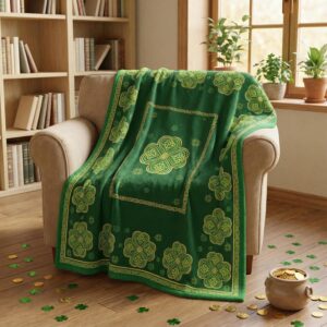 horaldaily st. patrick’s day flannel throw blanket – shamrock celtic knot 50x60