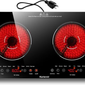 karienvir 2 burner electric cooktop 24" countertop & built in, 2000w