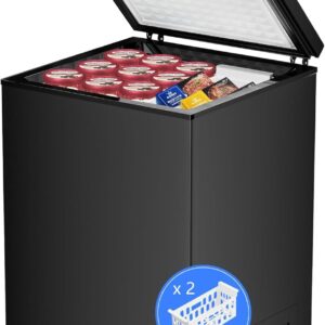 kismile 3.5 cu. ft. chest freezer compact deep freezer with 2 removable baskets