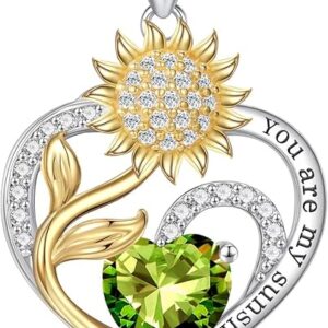 lefil sunflower heart birthstone necklace – “you are my sunshine” sterling silver gift
