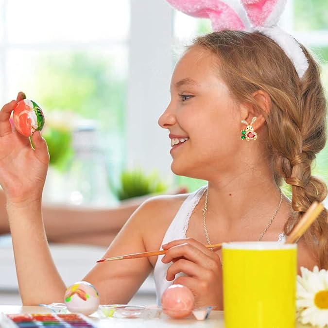 MUYAN Cute Small Easter Bunny Stud Earrings Carrot & Rabbit Design MUYAN Cute Small Easter Bunny Stud Earrings Carrot & Rabbit Design