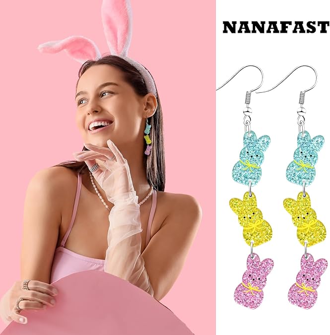 nanafast acrylic easter earrings – glitter bunny & egg dangles nanafast acrylic easter earrings – glitter bunny & egg dangles