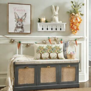 rabusofa easter pillow cover 12x20 inch – colorful eggs & wildflower decor