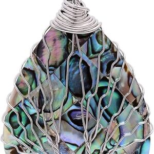 sedmart teardrop abalone shell tree of life pendant necklace handmade jewelry for women