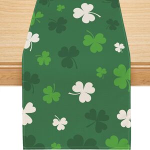 siilues st. patrick’s day table runner – green shamrock clover 13x72 inch (220gsm)