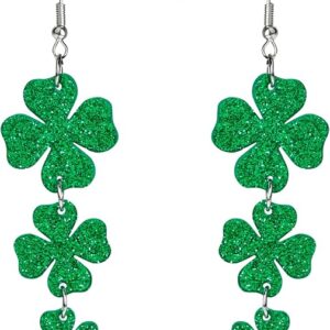 st. patrick’s day accessories – green shamrock dangle earrings for women