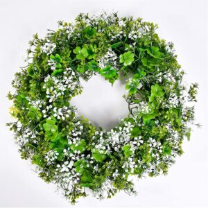 st. patrick’s day artificial wreath – lucky shamrock, leprechaun hat & beer decor