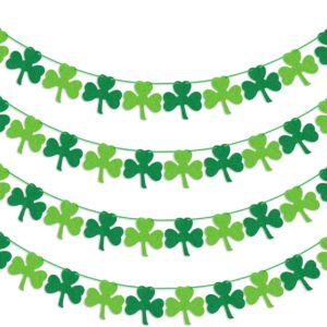 st. patrick’s day decorations – 4pcs felt shamrock garland banner