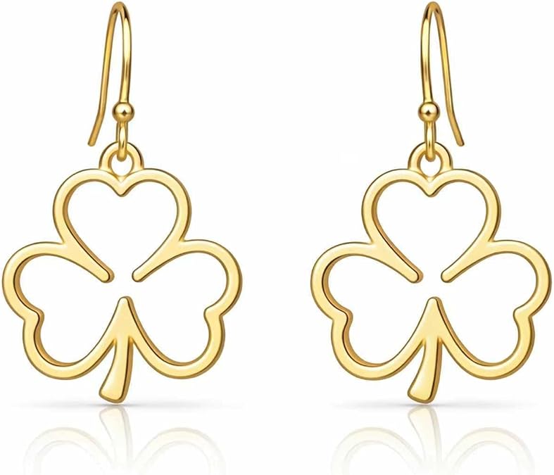 st. patrick’s day gold shamrock dangle earrings – lucky irish hoop jewelry st. patrick’s day gold shamrock dangle earrings – lucky irish hoop jewelry