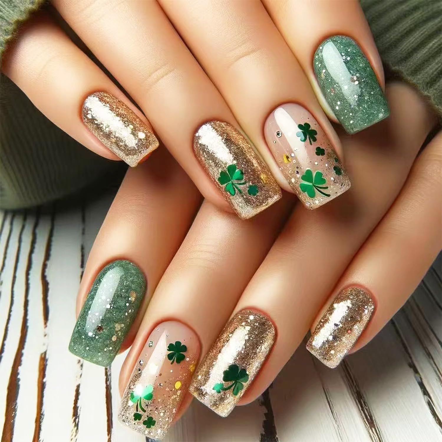 st. patrick's day lucky clover press on nails st. patrick's day lucky clover press on nails