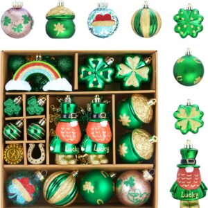 st. patrick’s day mini tree ornaments – 67ct shamrock, leprechaun & gold coin set